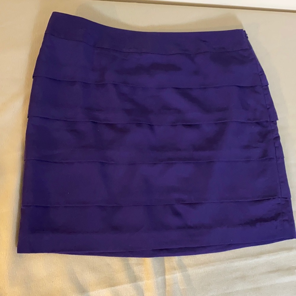 Anne Taylor LOFT Purple Tiered Ruffle Mini Skirt | Size 8P